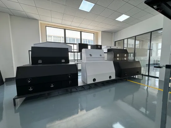 Boîtes à outils de camion de stockage en aluminium avec étagère et tiroirs